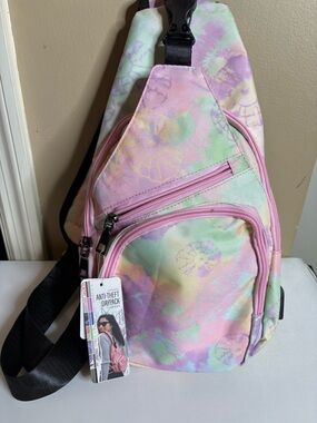 Nupouch Pastel Tie-Dye Anti-Theft Daypack Crossbody Sling Bag New